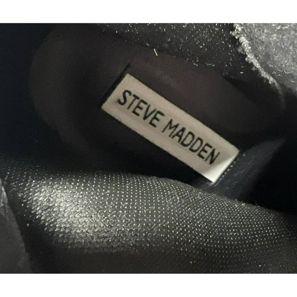 Steve‎ Madden Boots Women's 9 Black Synthetic Zip Platform Heels Ankle Booties